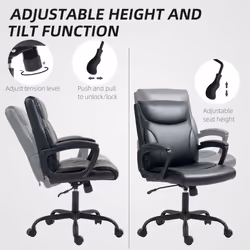 HOMCOM Faux Leather Desk Chair with Tilt Function for Home Office, Black