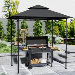 Outsunny 8' x 5' Grill Gazebo, Double Tiered Outdoor BBQ Shelter, Dark Grey