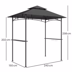 Outsunny 8' x 5' Grill Gazebo, Double Tiered Outdoor BBQ Shelter, Dark Grey