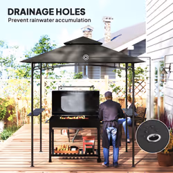 Outsunny 8' x 5' Grill Gazebo, Double Tiered Outdoor BBQ Shelter, Dark Grey - Additional view 4