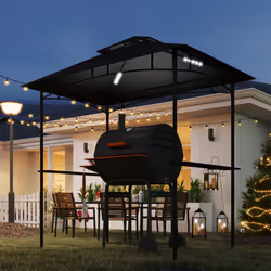 Outsunny 8' x 5' Grill Gazebo, Double Tiered Outdoor BBQ Shelter, Dark Grey - Additional view 7