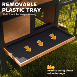 PawHut Rabbit Hutch Outdoor with Steel Run, Removable Plastic Tray - Additional view 5