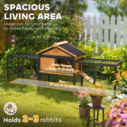 PawHut Rabbit Hutch Outdoor with Steel Run, Removable Plastic Tray - Additional view 8