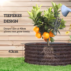 Outsunny Galvanised Planter with Gloves, 120 x 120 x 43cm, Dark Grey