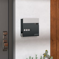 HOMCOM Wall Mounted Post Box, Weatherproof Letterbox with Lock, Grey