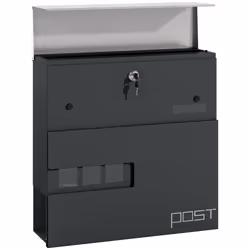 HOMCOM Wall Mounted Post Box, Weatherproof Letterbox with Lock, Grey - Additional view 8