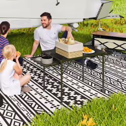 Outsunny 4.5ft Portable Folding Table, Height Adjustable Metal Picnic Table