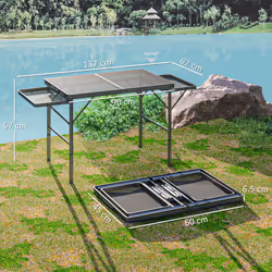 Outsunny 4.5ft Portable Folding Table, Height Adjustable Metal Picnic Table