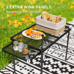 Outsunny 4.5ft Portable Folding Table, Height Adjustable Metal Picnic Table