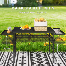 Outsunny 4.5ft Portable Folding Table, Height Adjustable Metal Picnic Table - Additional view 4