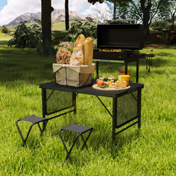 Outsunny 4.5ft Portable Folding Table, Height Adjustable Metal Picnic Table - Additional view 8