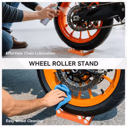 HOMCOM Motorcycle Wheel Roller Stand for Tyre Cleaning and Chain Lubrication