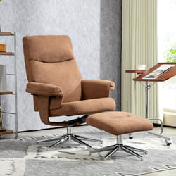 HOMCOM Recliner Chair with Footstool with Adjustable Back Light Brown