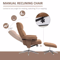 HOMCOM Recliner Chair with Footstool with Adjustable Back Light Brown