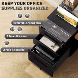 Vinsetto Lockable Mobile Filing Cabinet w/ 3 Drawers 39 x 48 x 60 cm Black