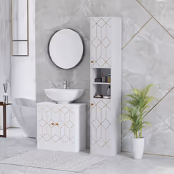 HOMCOM Slim Bathroom Cabinet, Bathroom Storage Cabinet with Doors, White