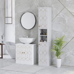HOMCOM Slim Bathroom Cabinet, Bathroom Storage Cabinet with Doors, White