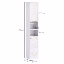HOMCOM Slim Bathroom Cabinet, Bathroom Storage Cabinet with Doors, White