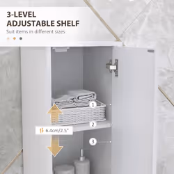 HOMCOM Slim Bathroom Cabinet, Bathroom Storage Cabinet with Doors, White - Additional view 5