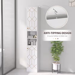 HOMCOM Slim Bathroom Cabinet, Bathroom Storage Cabinet with Doors, White - Additional view 6