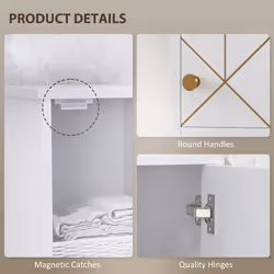 HOMCOM Slim Bathroom Cabinet, Bathroom Storage Cabinet with Doors, White - Additional view 7