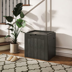 HOMCOM 107 L Plastic Storage Chest with Lock Hole and Handles Charcoal Grey