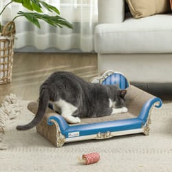 PawHut 2-in-1 Cat Scratcher with Catnip, Cardboard Lounge Bed, Blue