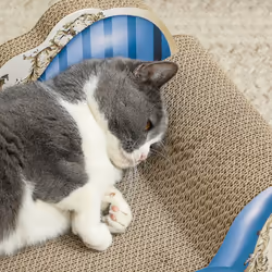 PawHut 2-in-1 Cat Scratcher with Catnip, Cardboard Lounge Bed, Blue - Additional view 7