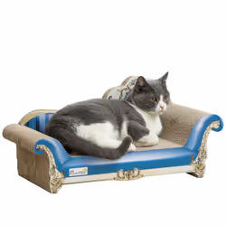 PawHut 2-in-1 Cat Scratcher with Catnip, Cardboard Lounge Bed, Blue - Additional view 8