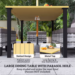Outsunny 7 PCS Rattan Garden Dining Set with Cushions, Umbrella Hole, Grey - Additional view 4