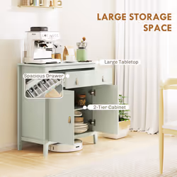 HOMCOM Sideboard with Drawer, Adjustable Shelf for Living Room - Green