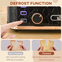 HOMCOM Toaster with 4 Slot, 7 Browning Levels, 1600W, Black Honeycomb
