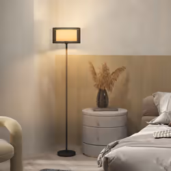 HOMCOM Modern Standing Lamp with Double Layer Shade & Foot Switch, Black - Additional view 7
