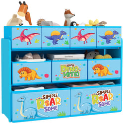 AIYAPLAY 3-Tier Toy Organiser Shelf with 9 Storage Boxes for Bedroom, Blue