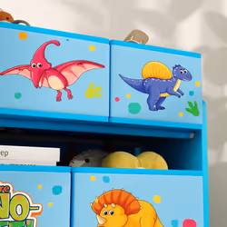 AIYAPLAY 3-Tier Toy Organiser Shelf with 9 Storage Boxes for Bedroom, Blue - Additional view 8