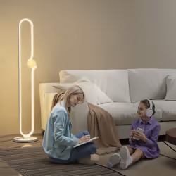 HOMCOM Dimmable LED Floor Lamp with Glass Night Light, Foot Switch, White