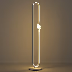 HOMCOM Dimmable LED Floor Lamp with Glass Night Light, Foot Switch, White