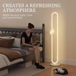 HOMCOM Dimmable LED Floor Lamp with Glass Night Light, Foot Switch, White - Additional view 4