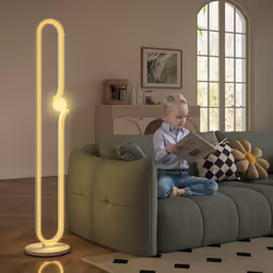 HOMCOM Dimmable LED Floor Lamp with Glass Night Light, Foot Switch, White - Additional view 6