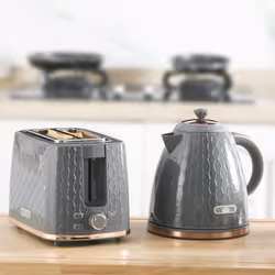 HOMCOM Kettle and Toaster Set 1.7L Fast Boil Kettle & 2 Slice Toaster Set - Grey