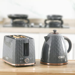 HOMCOM Kettle and Toaster Set 1.7L Fast Boil Kettle & 2 Slice Toaster Set - Grey