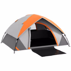 Outsunny 4-5 Man Camping Tent w/ Sewn-in Groundsheet, 3000mm Waterproof, Orange - Grey