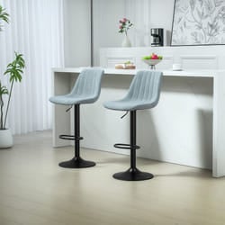 HOMCOM Bar Stools Set of 2 Adjustable Swivel Bar Chairs with Backrest Blue