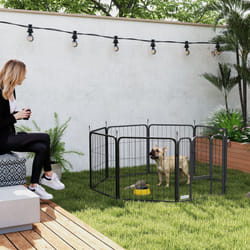 PawHut Eight-Panel Dog Playpen with Door, for Indoor, Outdoor, 60cm Tall
