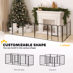 PawHut Eight-Panel Dog Playpen with Door, for Indoor, Outdoor, 60cm Tall