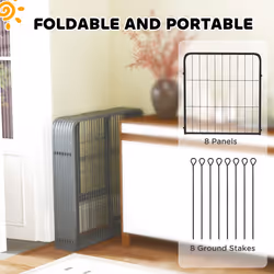 PawHut Eight-Panel Dog Playpen with Door, for Indoor, Outdoor, 60cm Tall - Additional view 5