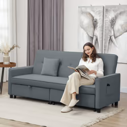 HOMCOM Reversible L-Shaped Sectional Sofa Bed with Cushions, Grey