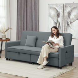 HOMCOM Reversible L-Shaped Sectional Sofa Bed with Cushions, Grey