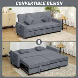 HOMCOM Reversible L-Shaped Sectional Sofa Bed with Cushions, Grey