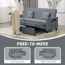 HOMCOM Reversible L-Shaped Sectional Sofa Bed with Cushions, Grey